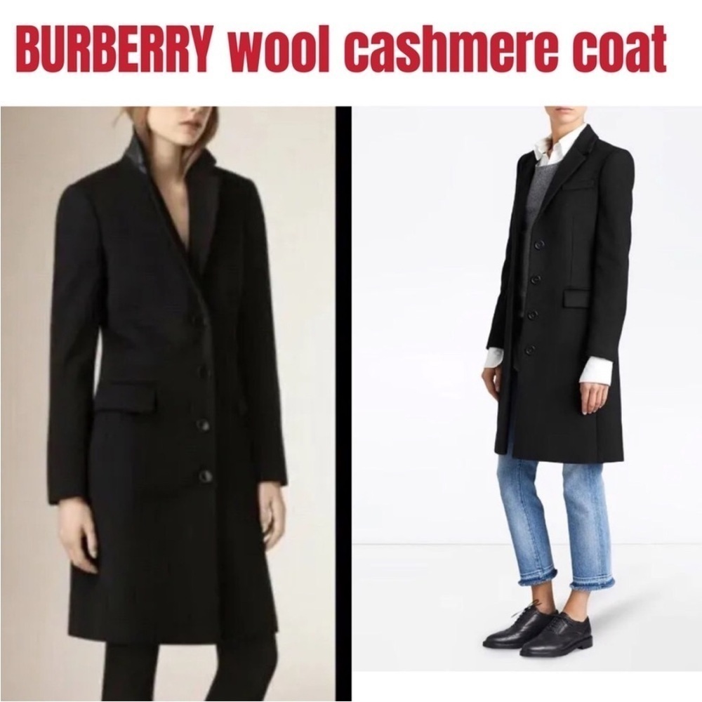 BURBERRY sidlesham sidelsham Wool black Cashmere Long Coat US 4
